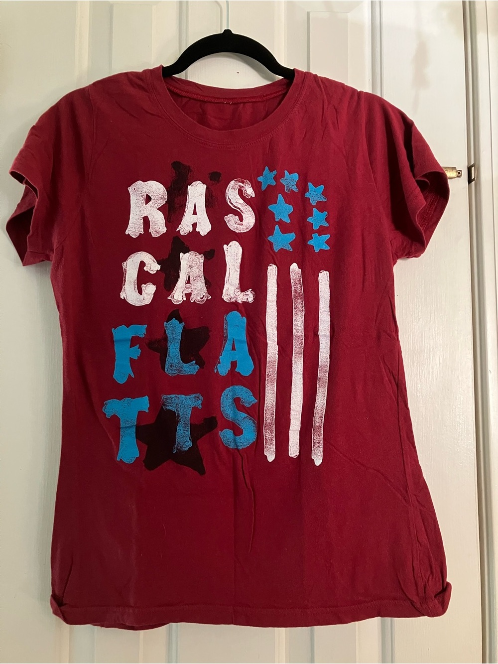 Rascal Flatts 2008 Concert Graphic Tee Short Sleeve - Red w Blue & White Print